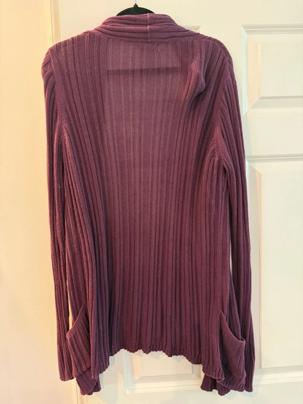 Maurices Ribbed Open-Front Cardigan - Plum - Picture 4 of 4